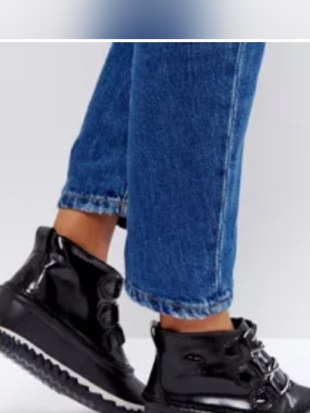 Sorel Black Glossy Lace-Up Ankle Boots